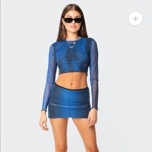 Edikted Blue X-ray top and skirt